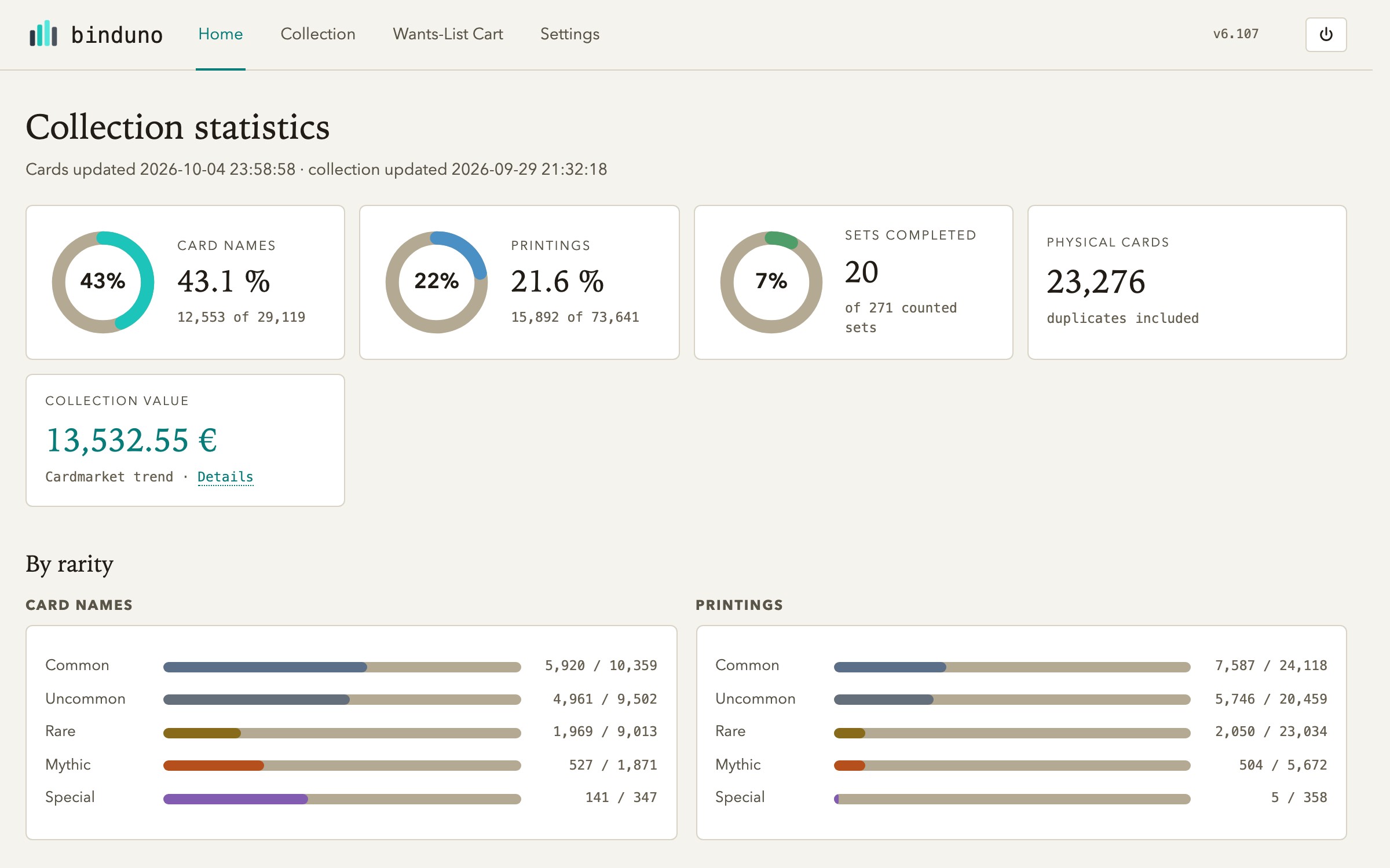 Home dashboard in light theme
